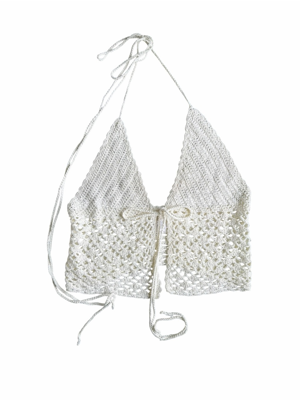 🌟EARTHBOUND Boho Hippie Cream Crochet Halter Top